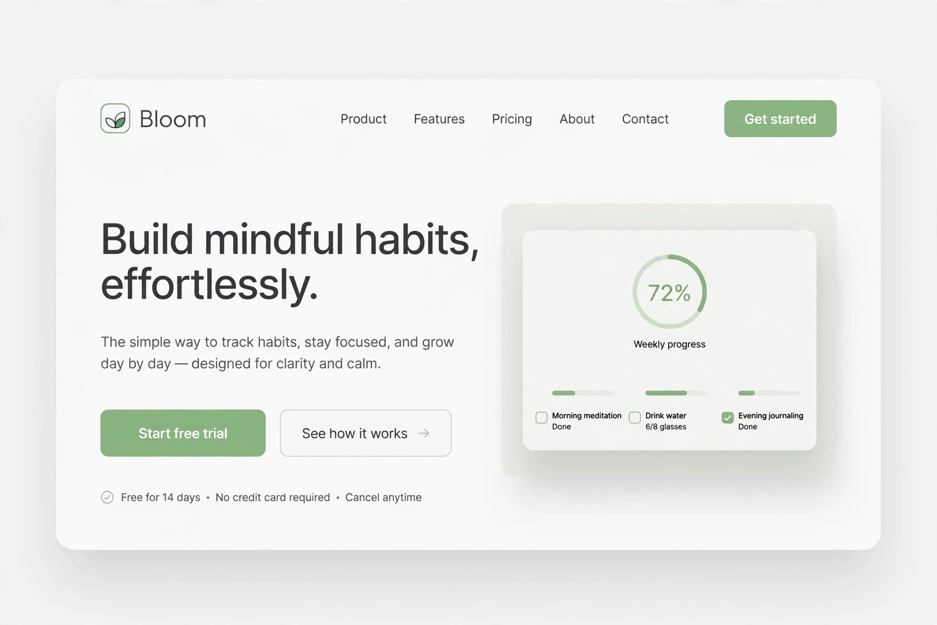 Minimal wellness website with open space and clean type